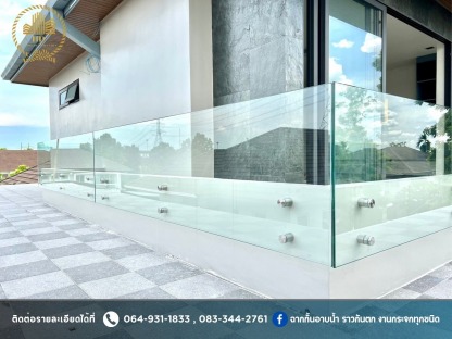 กระจกฉากกั้นอาบน้ำบานสวิงหน้าตรง 180 องศา - ติดตั้งกระจกฉากกั้นอาบน้ำ